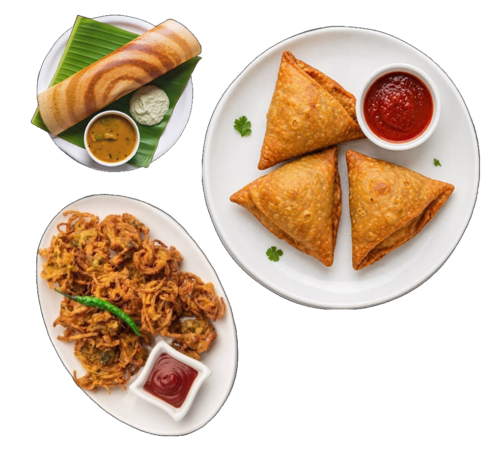 Dosa, samosas and pakoras